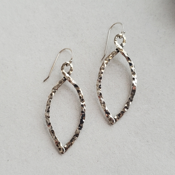 Or Paz PZ Sterling Hammered Marquise-Shaped Earrings Like-New Condition